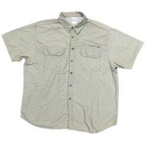 REI Co-op Sahara Mens XL Short Sleeve Hiking Shirt Sage Green Ventilated Mesh